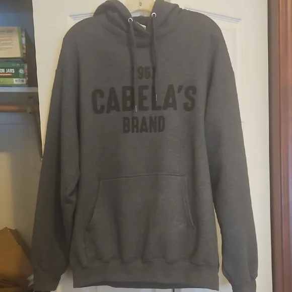 Cabela's Charcoal Hoodie Unisex Large Sweatshrt. Great Condition. - Picture 1 of 4